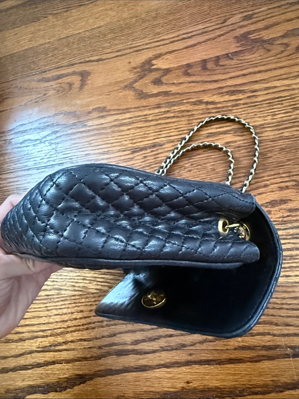 Bally Black Quilted Leather Mini Shoulder Bag with Gold Chain - Picture 5 of 7